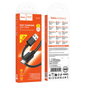 Дата кабель micro USB - USB Hoco X119 2.4A 1м черный