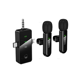 Микрофон беспроводной Hoco L20C Type-C-Lightning/AUX черный