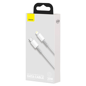 Дата кабель Type-C - lightning Baseus High Density Braided (CATLGD-02) 1м 20W 2,4A белый