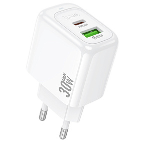 СЗУ-USB Hoco CS55A 1 выход/Type-C QC 3.0+PD30W 3Aбелый