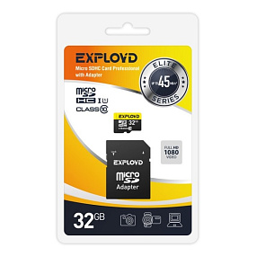 MicroSD 32Gb Exployd Class 10 UHS-I 45Mb/s +SD адаптер