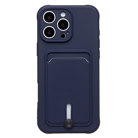 Кейс iPhone 16 Pro Max силикон с визитницей темно-синий